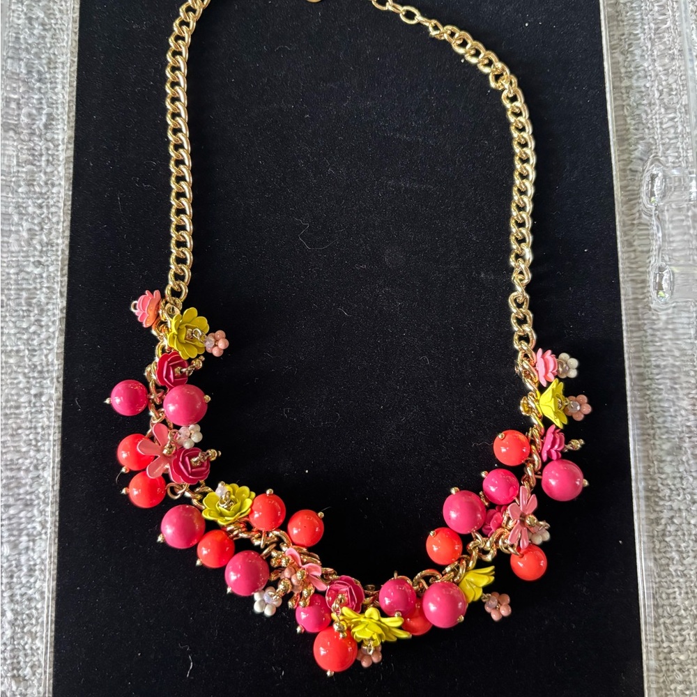 Talbots Pink and Gold Floral Necklace